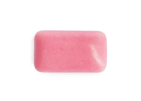 One pink chewing gum isolated on white, top view Stock Photos