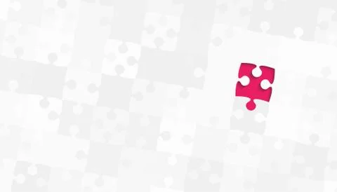One Pink Piece Grey Puzzles - Vector Jigsaw Stock Illustration