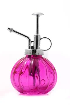 One pink sprayer on white background Stock Photos
