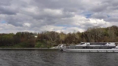 One of the pleasure ships of Moskva River Video stock 154190833