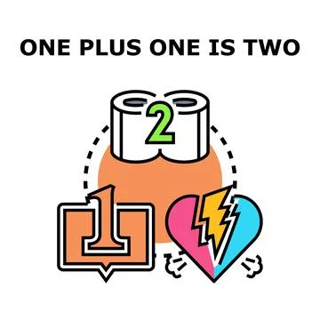 One plus one concept illustrating a relationship breakup Stock Illustration