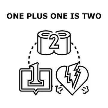 One plus one concept illustrating a relationship breakup Stock Illustration