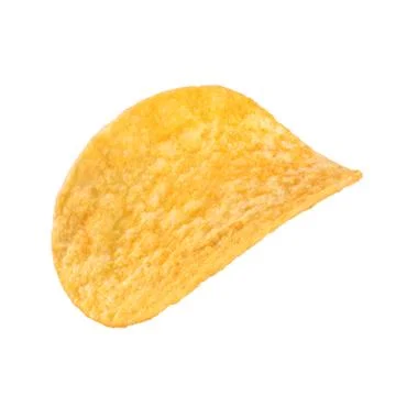 One potato chip isolated on white background Stock Photos
