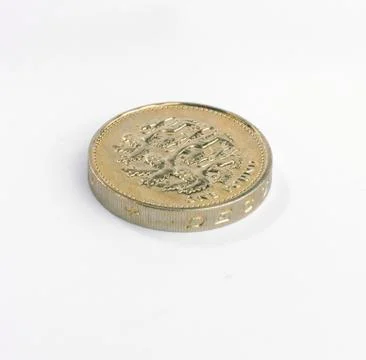 One pound coin lying down Stock Photos