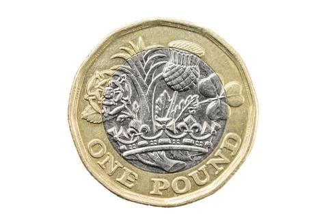 One pound coin on a white background Stock Photos