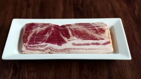 One Pound Raw Sliced Bacon Stock Footage 151480846
