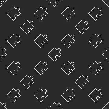 One Puzzle Piece vector Jigsaw Puzzles seamless pattern in thin line style Illustrazione stock