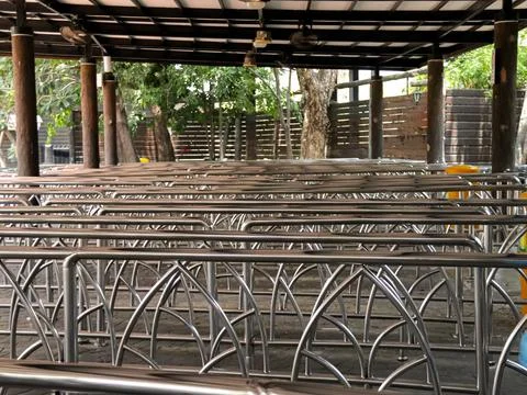 One of queue of rides in dufan, where people having fun at a theme park Stock Photos