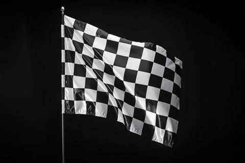 One racing checkered flag on black background Stock Photos