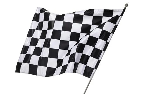 One racing checkered flag isolated on white 写真素材