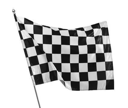 One racing checkered flag isolated on white 스톡 사진