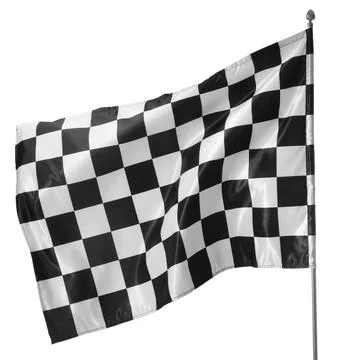 One racing checkered flag isolated on white 스톡 사진