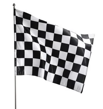 One racing checkered flag isolated on white 스톡 사진