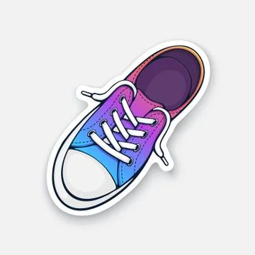 One rainbow textile sneaker with rubber toe Stock Illustration