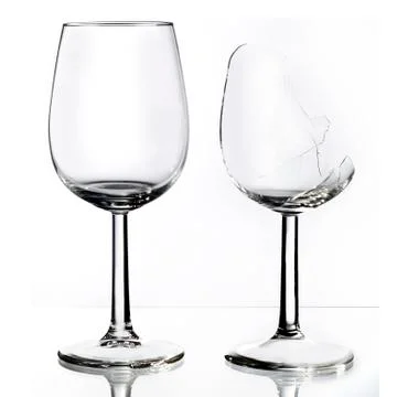 One ready and second broken wine glass Stock Photos
