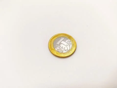 One real coin on the surface Stock Photos