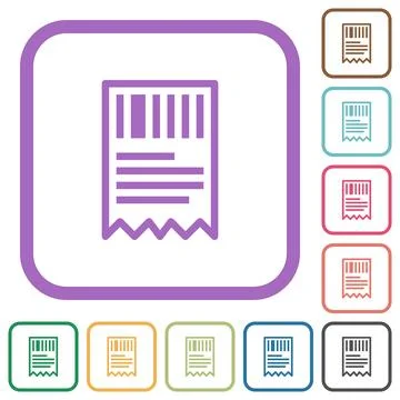 One receipt with barcode outline simple icons Stock Illustration