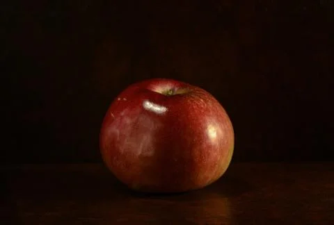 One red apple on table. Still life Stock Photos