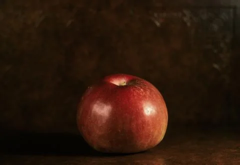 One red apple on table. Still life Stock Photos