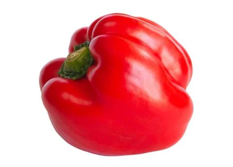 One red bell pepper isolated on white background One juicy fleshy red bell... Stock Photos
