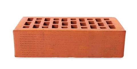 One red brick isolated on white. Building material Fotos de archivo