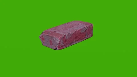 One Red Brick rotates on the on Green Screen Stock Footage 280307334