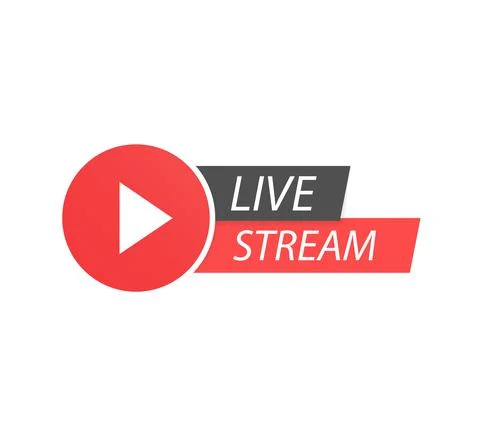 One red live streaming icon. Red symbol and button of live streaming.Icon on  Stock Illustration
