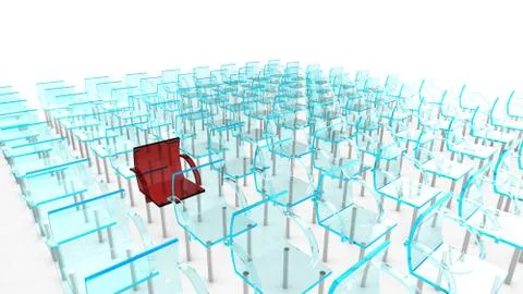One red of many chairs Illustrazione stock