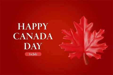 One red maple leaf and text poster Stock Illustration