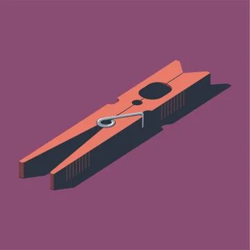 One red pin on maroon background. Isometric concept Stock Illustration
