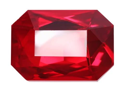One red shiny gemstone isolated on white 스톡 사진