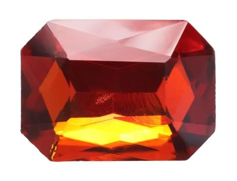 One red shiny gemstone isolated on white 스톡 사진