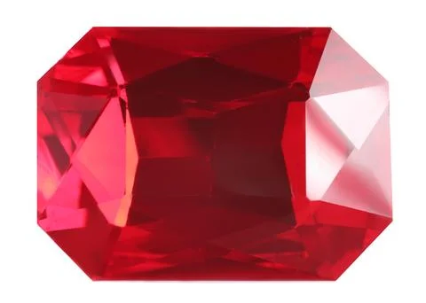 One red shiny gemstone isolated on white 스톡 사진