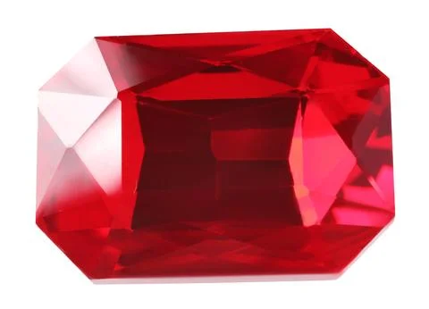 One red shiny gemstone isolated on white 스톡 사진