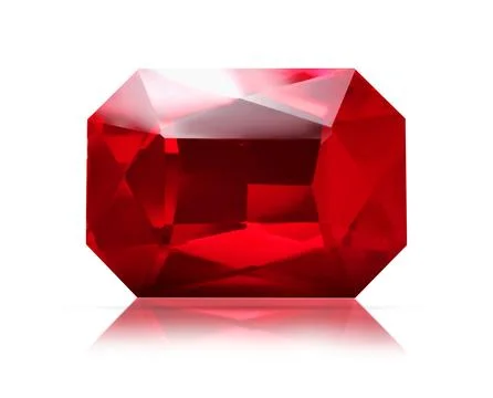 One red shiny gemstone isolated on white 스톡 사진