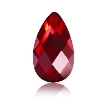 One red shiny gemstone isolated on white 스톡 사진