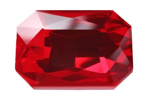 One red shiny gemstone isolated on white 스톡 사진