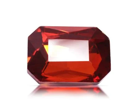 One red shiny gemstone isolated on white 스톡 사진