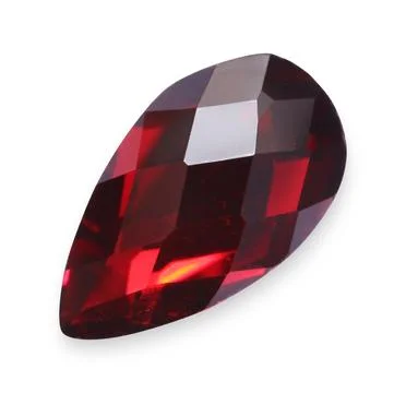 One red shiny gemstone isolated on white 스톡 사진