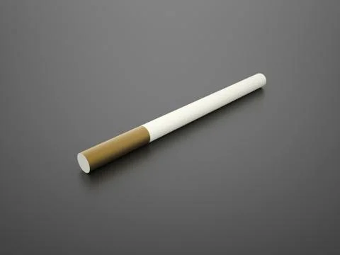 One rendered cigarette on black background Stock Illustration