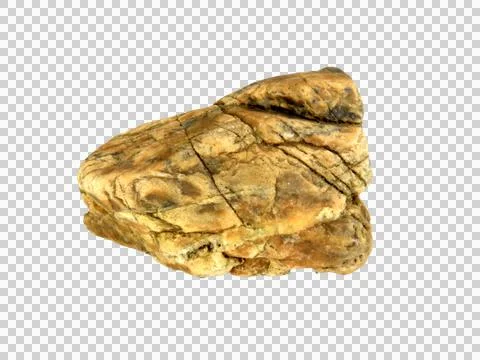 One rock isolated on white background.Selection focus. Stock Photos