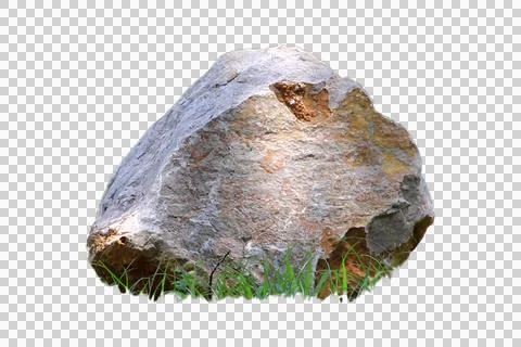One rock isolated on white background.Selection focus. Stock Photos