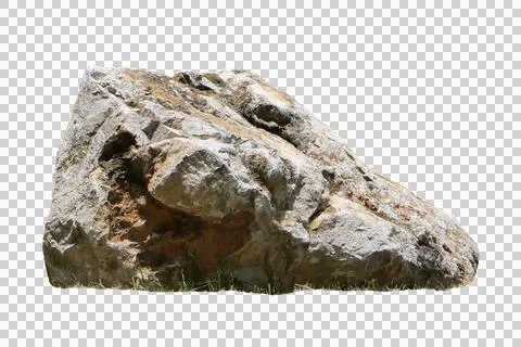 One rock isolated on white background.Selection focus. Stock Photos