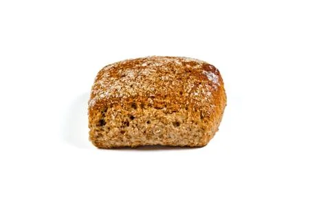 One roll bread on white background Stock Photos