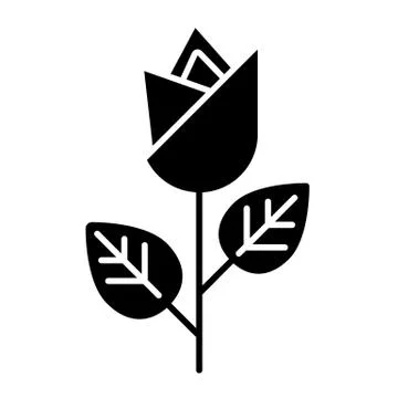 One rose solid icon. Flower vector illustration isolated on white. Single rose Stock Illustration