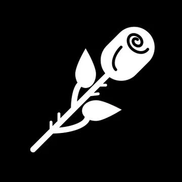One rose vector icon on black background. Valentines Day Icon. Simple flat solid Illustrazione stock