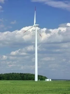 One rotaring wind power station Stock Photos