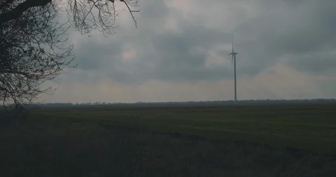 One Rotating Wind Generators Against The Sky. The Strength Of The Wind Stock Footage 123712553