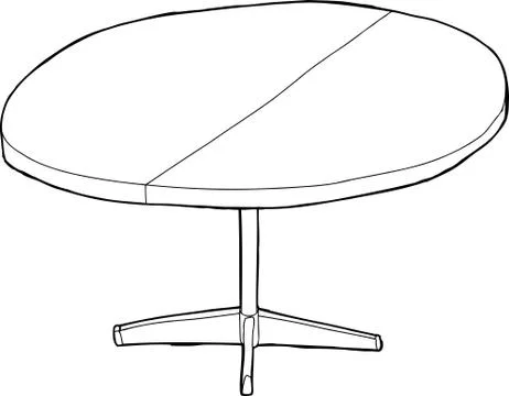 One Round Table Outlined Stock Illustration