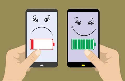 One sad - discharged, the second fun - with a full charge. Stock Illustration